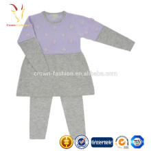 Robe de bébé fille mignonne, robe tricotée de filles Costume de bébé définie avec pantalon